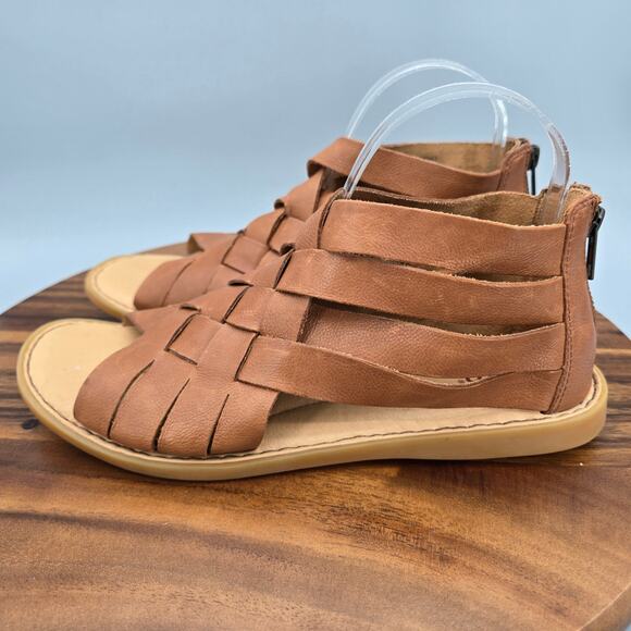 Born Iwa Sandals Womens 10M Brown Leather Woven Gladiator Flat Zip Comfort Shoes - Picture 3 of 8